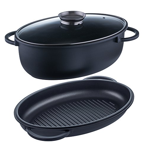 Style'n Cook C998339 - Rostiera grande Ovel, 28 cm, con coperchio in vetro e piastra in alluminio pressofuso, 8 litri