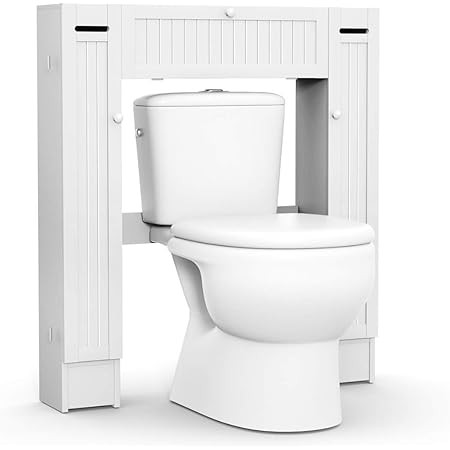 COSTWAY Estante para Inodoro WC Ducha Baño Estantería Almacenamiento con Multiples Intervalos Blanco