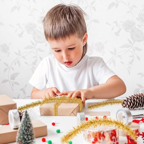 Guirnalda de espumillón amarillo de 50 yardas, cinta de oropel de Navidad para decoración 7