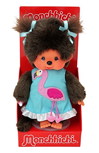 Sekiguchi 220489 Monchhichi - Flamenco con Vestido y Trenzas (20 cm), Color marrón