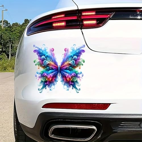 Image of Colorful Butterfly Sticker Decal, Multicolor, Glossy Finish, Waterproof, 6 in /15.2 cm, for Car, Laptop, Helmet