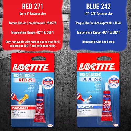 Image of Loctite Threadlocker Blue 242 - Removable Thread Lock Glue for Nuts, Bolts, & Fasteners, Medium Strength Screw Glue to Prevent Loosening & Corrosion - 6 ml, 1 Pack
