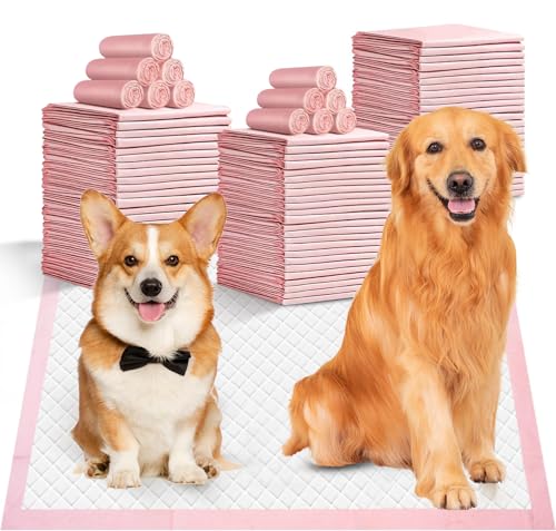 Image of Ultra Absorbent Thicker Dog Pee Pads Extra Large XL 28 inchx36 inch Leak-Proof Odor-Control Pink Puppy Training Pads Full Edge-Wrapping Pad for Dogs Dogs, Puppies, Doggie, Cats, Rabbits - 40 Ct