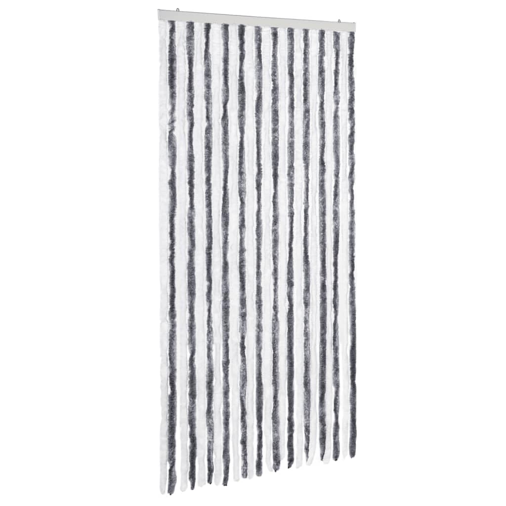 vidaXL Insect Curtain Grey and White 100x220cm Chenille Bug Door Mesh Screen
