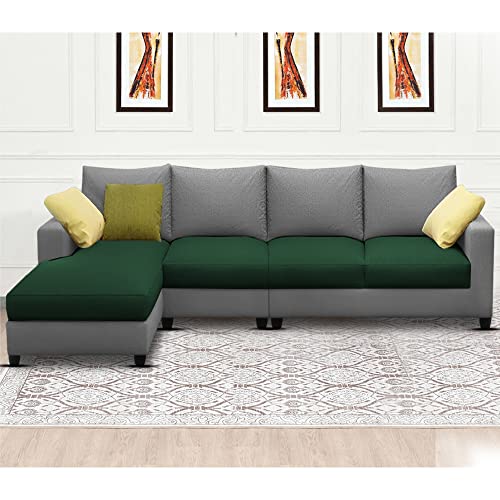 Image of Jian LHS 6 Seater L Shape Sofa Set Living Room (Green Grey Fabric)