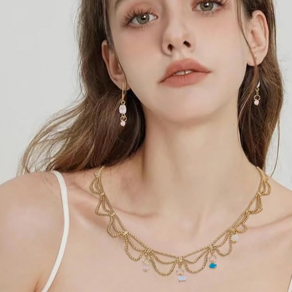 120Pcs Mixed Natural Stone Charms Small Nuggets Gemstone Dangle Pendant Crystal Stone Charms with Stainless Steel Jump Ring for DIY Bracelets Earring Necklace Jewelry Making,Hole:5.4mm - Image 5