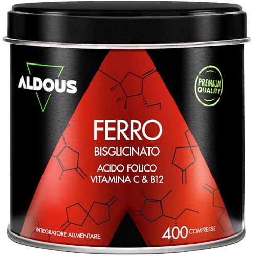 Ferro Integratore - 400 Compresse - Vitamina C, Acido Folico, B12
