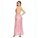 Women's V Neck Spaghetti Straps Sequin Sparkly Glitter Irregular Hem Prom Dress Bcakless Maxi Evening Gowns XL Pink