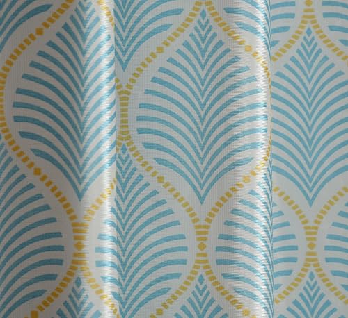 Image of Yarnis Polyester Floral Printed Light-Filtering Curtains 5 Feet Long for Window Living Room, Aqua Blue, Parda, 1 Piece