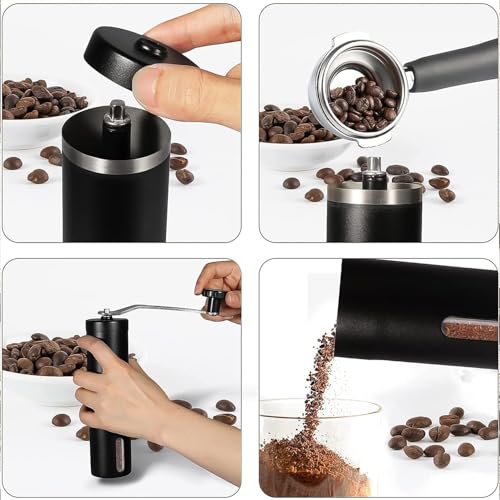 Image of Portable Stainless Steel Manual Coffee Grinder |Hand Crank Mill for Espresso Adjustable Grind Settings | Compact Design | Perfect for Fresh Coffee Beans, Travel-Friendly, Easy to Use(1 Pc)