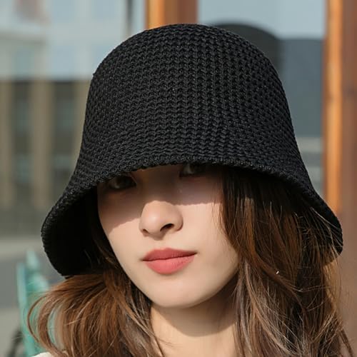 Cappello Da Donna Pieghevole All'Uncinetto, Modello Pescatora Con Volant E Tesa Larga, Boho Fatto A Mano, Taglia Unica 56-58cm - 3