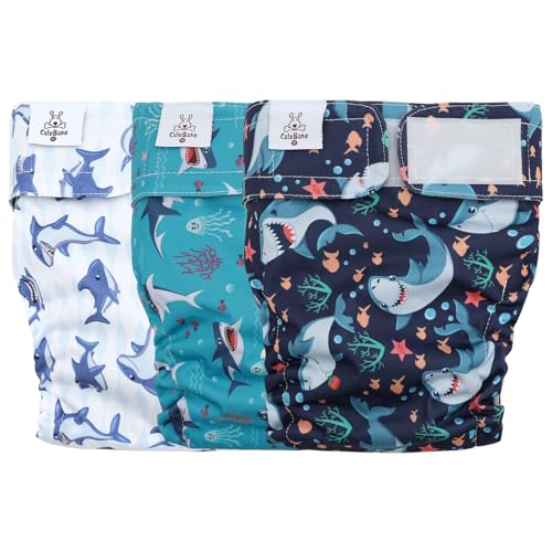 Image of CuteBone Washable Dog Diapers Female No Tail Hole 3 Pack Reusable Doggie Period Training Pants for Docked-Tail Frenchie French Bulldog Boston Terrier Without Tail WWD25XL
