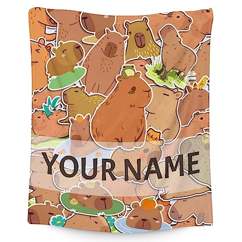 Personalized Blanket Gifts with Name - 50"x60" Cute Throw for Boys, Girls - Brown Soft Fuzzy Blankets for Bed, Couch & Living Room