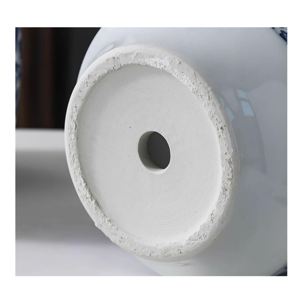 Vaso da fiori in porcellana bianca e blu, vasi in ceramica, piante con foro di drenaggio, fioriera rotonda for interni