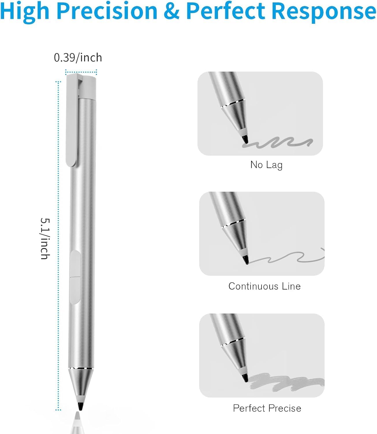 Diagram showing how to replace the stylus tip by pulling out the old one and inserting a new one.