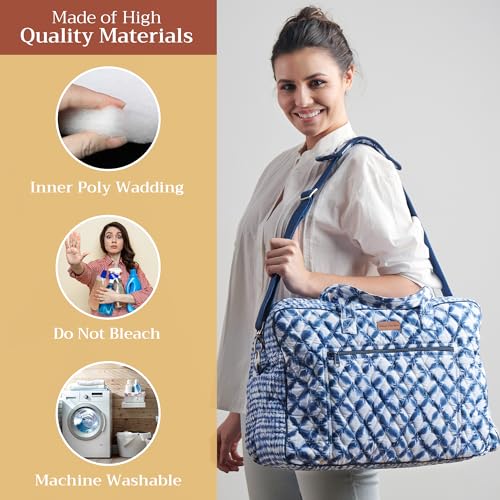 Maison d' Hermine Weekender Bags for Women Cotton Quilted Duffel Overnight Luggage Weekend Bag for Men Gym Sports Gifts Travel Business Travellers Family Trip (Shibori)3