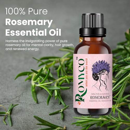 Image of Rosemary Essential Oil 15ml for Hair Growth & Scalp Care | Skin Care | 100% Pure Natural Undiluted Steam Distilled | Therapeutic Grade | Aromatherapy Diffuser