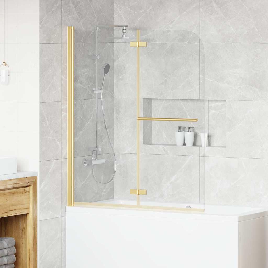 Box Doccia 120x140 Pieghevole in Vetro di Sicurezza e Alluminio Oro - Paraspruzzi per Vasche Doccia