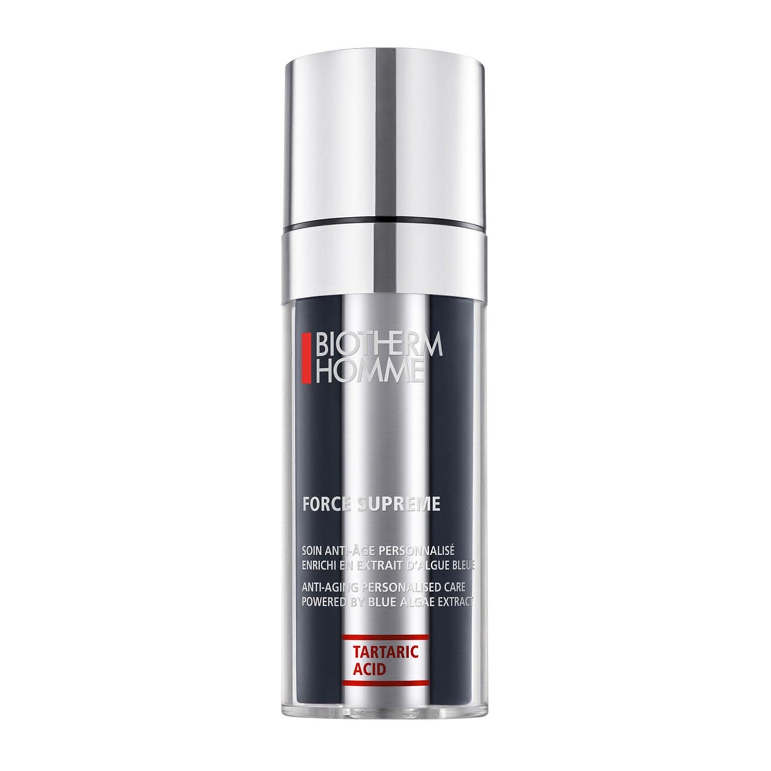 Cosmética hombre de la marca Biotherm: crema hidratante para cuidado facial, Homme force Supreme crema Anti-Edad Tartaric Acid (38 mililitros)