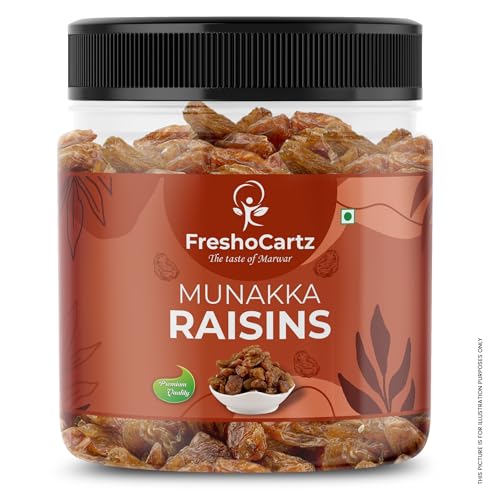 Image of FreshoCartz King Size Munakka Raisins with Seeds 1kg - Sun Dried Big Munakka Dakh Jar Pack | Healthy Dry Fruit For Gifting