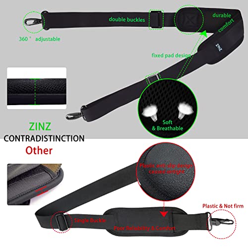 Image of ZINZ 79 inch Shoulder Strap, Extra-thick Fixed Cushion Pad and Dual Clasps Universal Replacement Strap with Metal Swivel Hooks for Laptop Bags, Luggage Bags, Camera, Crossbody (200cm,Black)