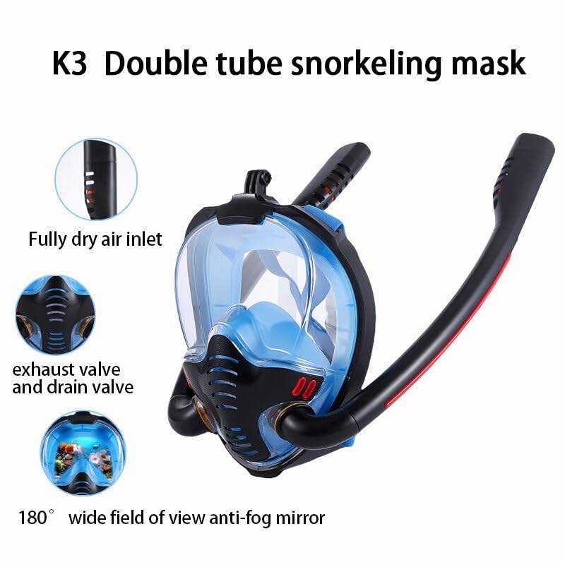 Máscara de snorkel panorámica Máscara de snorkel ajustable Máscara de buceo for snorkel for adultos Máscara de buceo con respiración libre Máscara de snorkel UV Antivaho Transpirable Visión clara Equi
