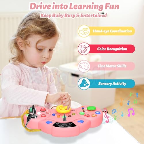Image of Kidology Montessori Busy Board with LED Lights - Sensory Musical Toy for Toddlers, Educational Learning Activities for Brain Development, Preschool Skills, Birthday Gift for Boys & Girls