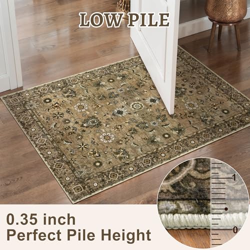 Image of Tangsoo Brown 3x10 Washable Runner Rugs for Hallway, Runner Rugs Non Slip