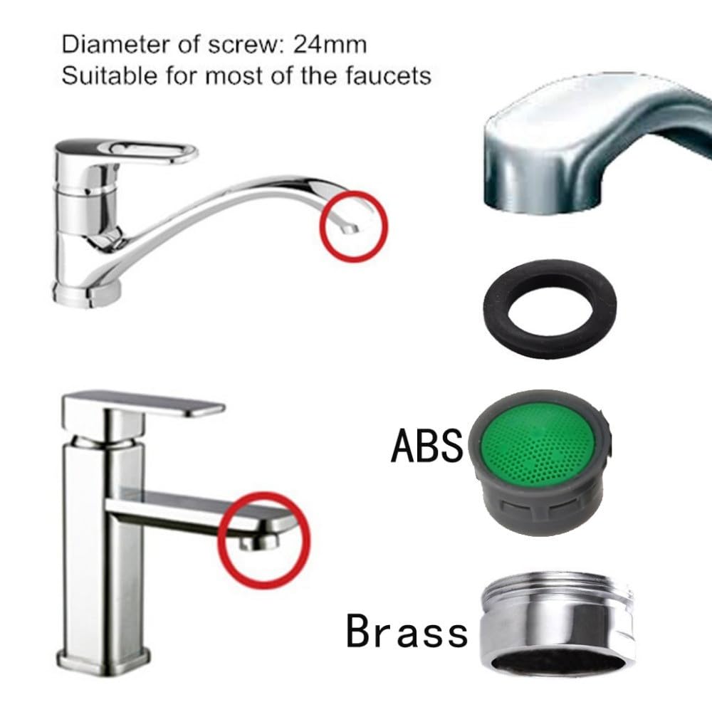 Aeratore per il risparmio idrico, gorgogliatore per rubinetto da cucina, filtro per lavabo, denti esterni da 24 mm, 20 pezzi