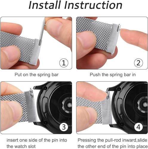 Image of VEROX Stainless Steel 20mm Watch Strap with Magnetic Lock Compatible with Samsung Galaxy, Fast-Track, Ptron, Amazfit,Boat, Fire Boltt, Noise, Dizo, Amazfit, Beatxp All 20MM Watch- Silver