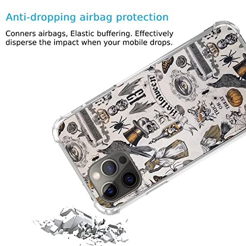 Mehidpur Halloween Hippie Case For Iphone 13 Pro Max,Aesthetic Skull Crow Spider Flower Collage Phone Case For Boys Women Men, Unique Trendy Soft Tpu Iphone 13 Pro Max Case Cover #TOP3