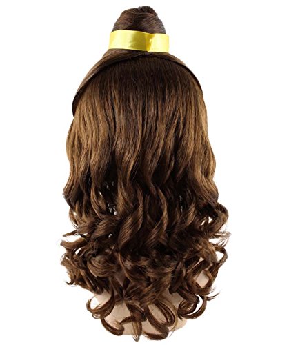 Long Curly Wave Hair Wig With Ribbon For Cosplay Costume Party Dress Up Halloween (Light Brown) #TOP4