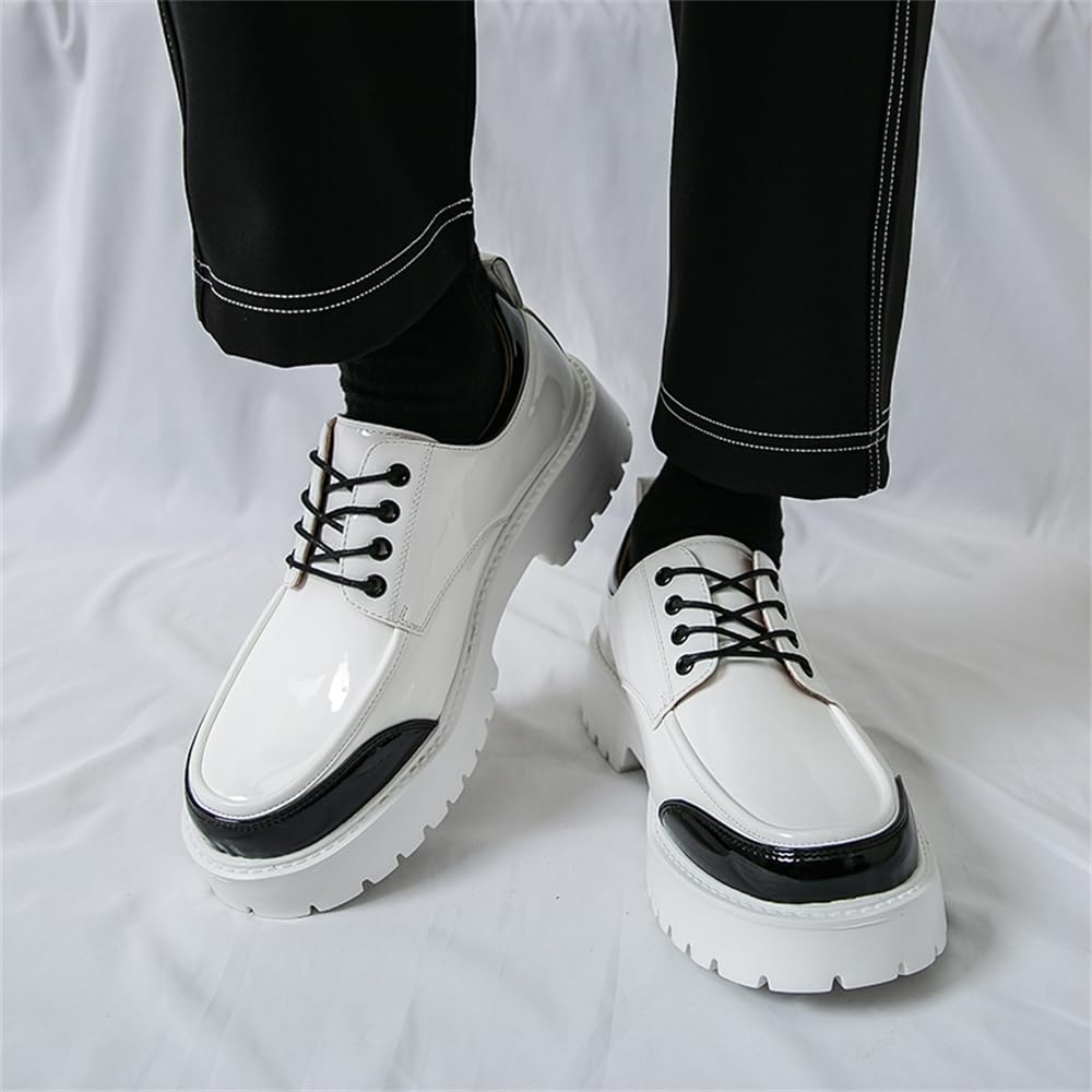 Mocasines de charol con plataforma para hombre, mocasines de moda, mocasines de vestir casuales de negocios, mocasines de conducción, zapatos náuticos de moda