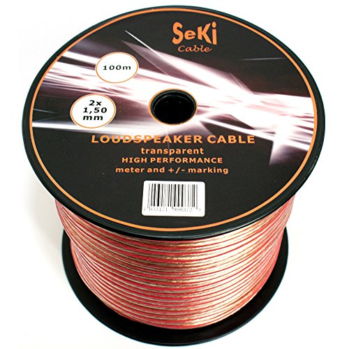 Altavoz Cable Transparente 2u00a0x 1,50u00a0mmu00b2, 100u00a0m, Bobina de plástico