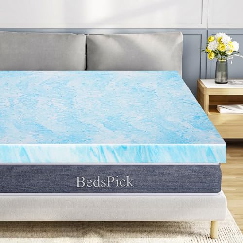 BedsPick 3 Inch Memory Foam Mattress Topper, Gel Infused Comfort Mattress Pad for Full Size Bed, Double Size Cooling Soft Foam Mattress Topper for Bedroom, Floor, Camp,RV etc, CertiPUR-US Certified