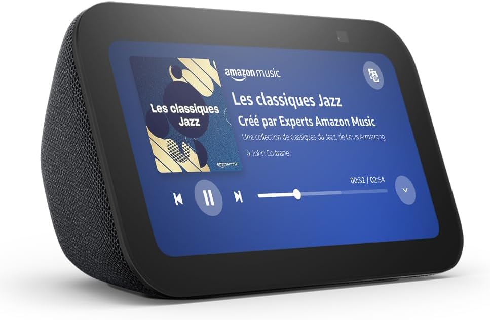 Echo Show 5 (Nouvelle génération) | Écran tactile connecté compact avec Alexa pour le contrôle de votre maison connectée et bien plus | Anthracite