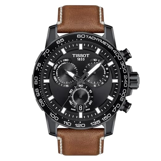Tissot Men's Stainless Steel Swiss Quartz Watch with Leather Strap, Brown (Model: T1256173605101)