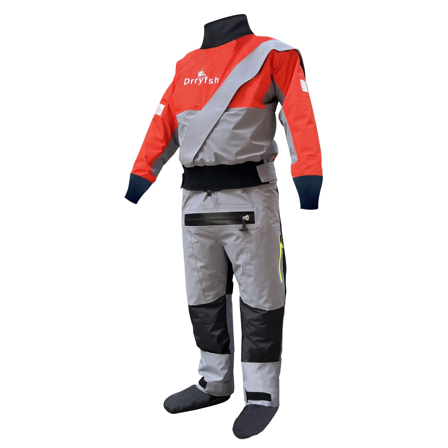 Mens Semi-Dry Suits with Neoprene Gaskets for Fishing Sailing Paddling,Boating,Crafting or ATV Sport in Cold Weather (Neoprene Gaskets, Large)