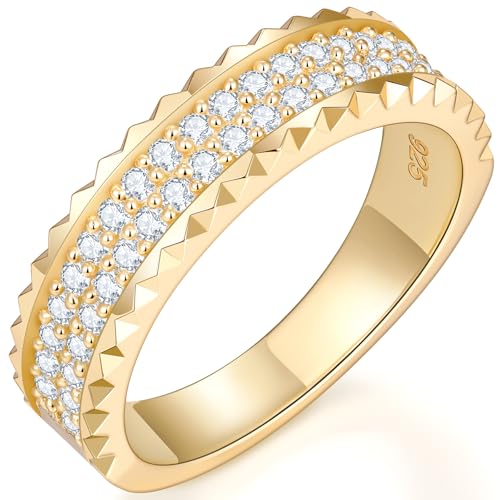 CNC Fashion Rings for Women | Premium Moissanite D Color VVS1 Clarity 3EX Cut | S925 Sterling Silver 18k Gold Plated Non Tarnish