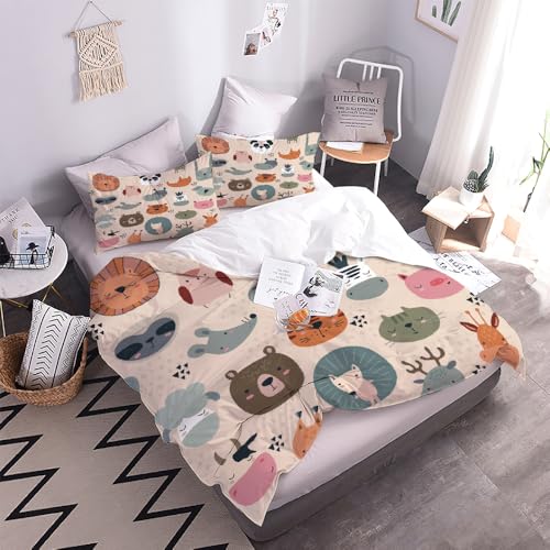 Housse de Couette 220x240 Fermeture Éclair anti-glissement 3 Pièces