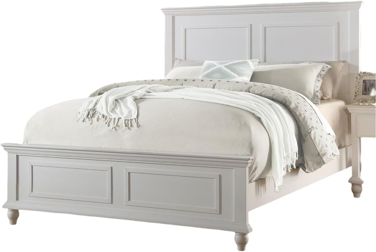 White Bed Bedroom Furniture High Panel Headboard Footboard Plywood,Easy Assemnly