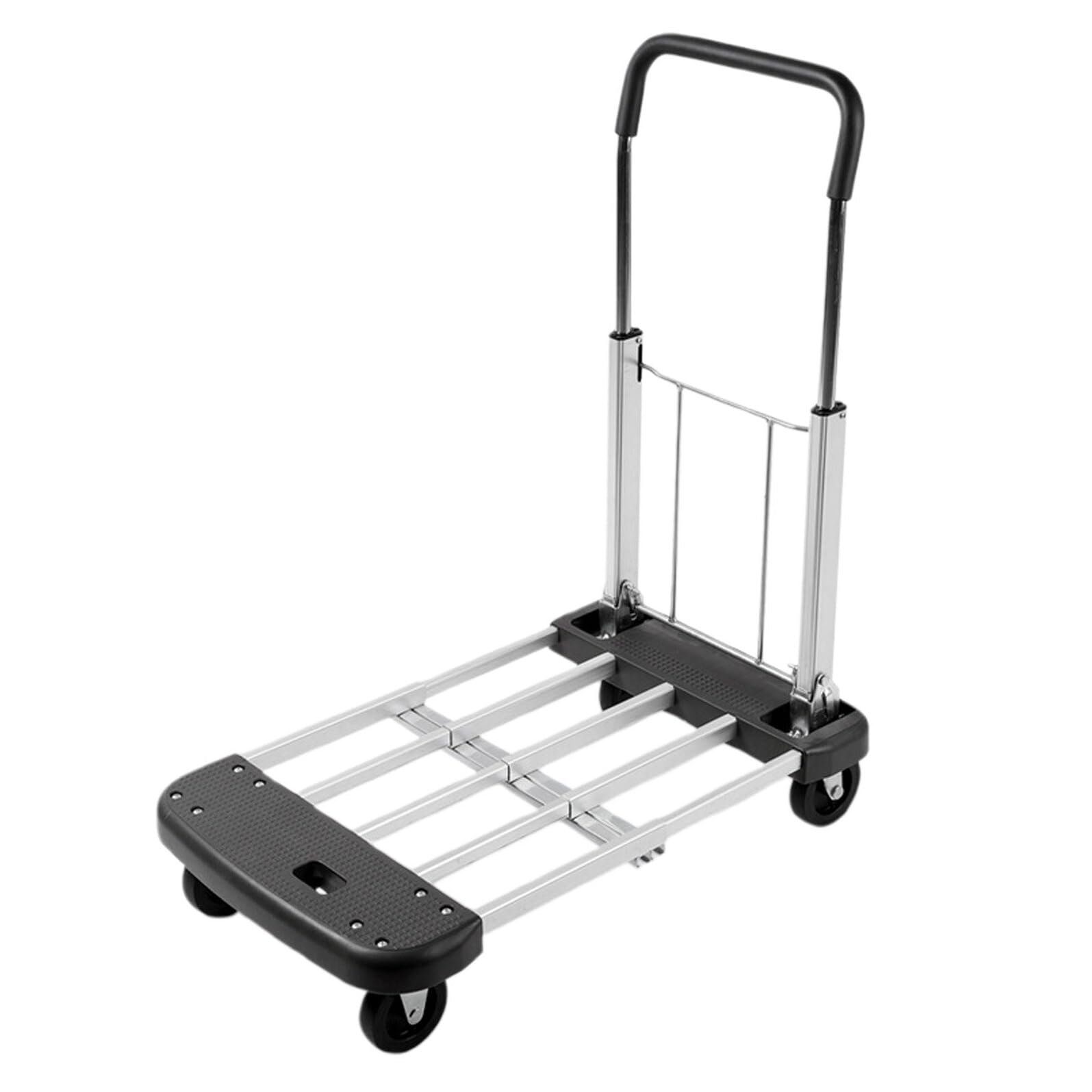 Carro plegable portátil de cuatro ruedas, carro de mano silencioso para compras, transporte y manejo de materiales industriales, diseño pesado