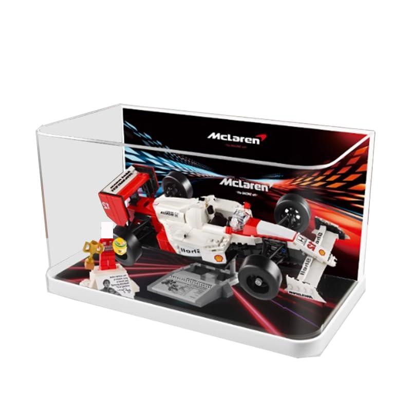 HCAEIOFJ Clear Acrylic Display Case for Lego Icons 10330 Applicable for Icons McLaren MP4/4 & Ayrton Senna F1 Race Car Designed Display Box Gift(Display Case Only,) (Design Box3)