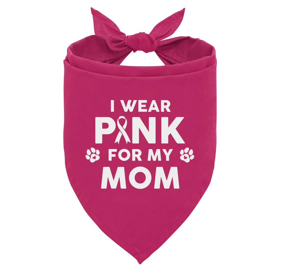 I Wear Pink for My Mom Dog Bandana, Dark Pink Dog Bandana, Breast Cancer Accessories, Cancer Dogs Bandanas, Pet Scarf, Dogs Bandanas for Small Medium