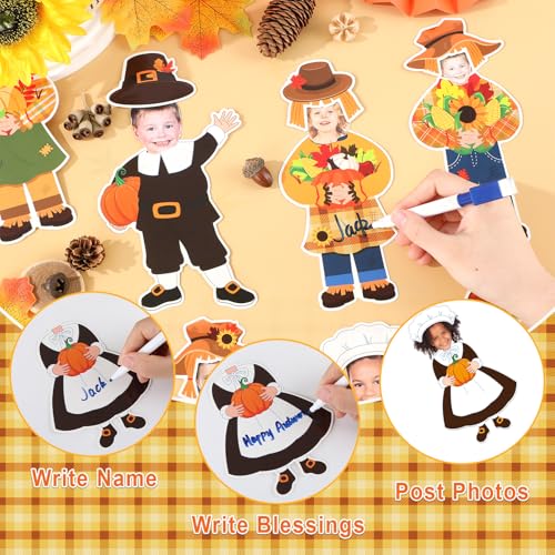 Image of gisgfim 80Pcs Fall Scarecrow Cutouts Fall Thanksgiving Decorations Bulletin Board Personalized Scarecrow Chef Pumpkin Paper Cut-Out Classroom Decor for Autumn Harvest DIY Craft Photo Wall Favor Supply
