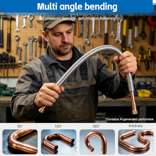 Image of Tnisesm Spring Tube Bender Set 1 /4'', 5 /16'', 3 /8'', 1 /2'' and 5 /8'' 5 in 1 Tube Bender Set for Copper, Brass, Aluminum and Thin Steel Tube
