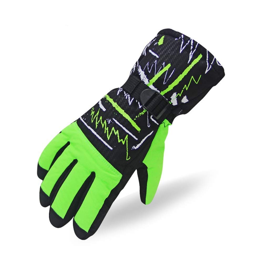 MopoqMens Ski Gloves Waterproof Thermal Winter Warm Motorcycle Snow Work Cold Weather Gloves Windproof Gauntlet (Color : Green)
