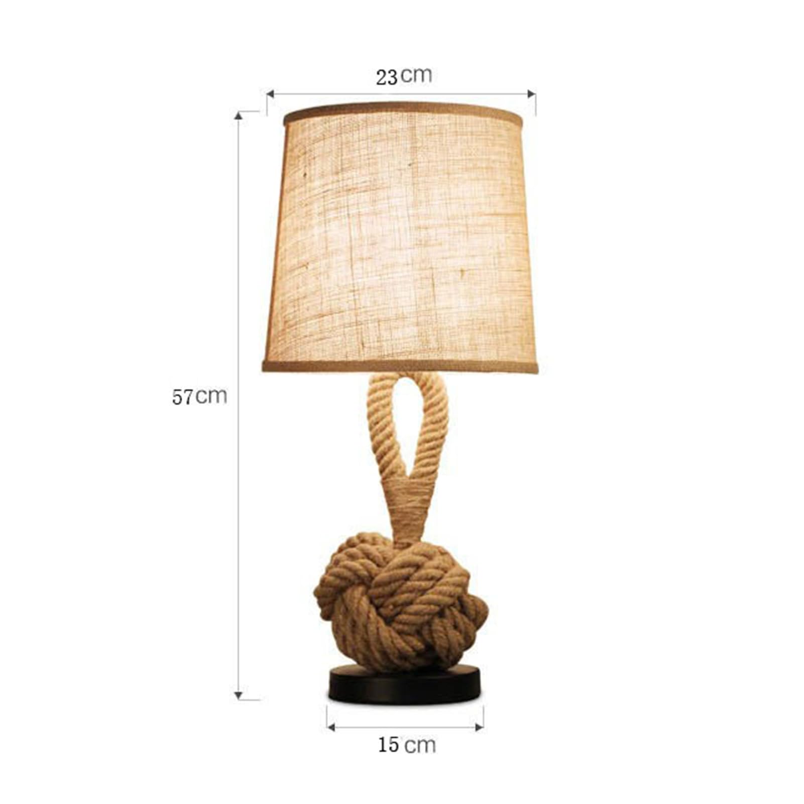 Lámpara De Mesa De Cuerda, Lámpara De Mesita De Noche De 57cm Estilo Náutico Para Dormitorio O Estudio, Pantalla De Lino, Lámpara Decorativa De Cuerda Anudada Estilo Boho Para Salón, Escritorio, E27