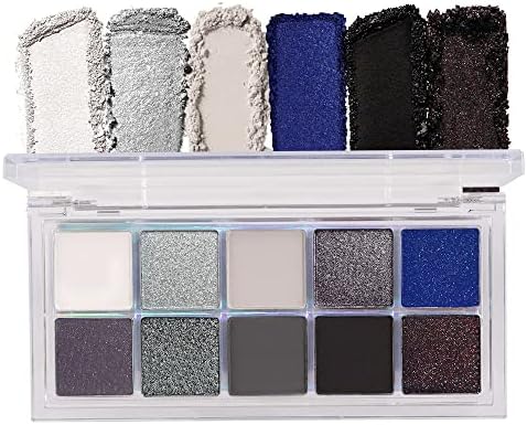 BINGBRUSH 10 Colors Black Smokey Eyeshadow Pallet, Cool Toned Shimmer Glitter Eyeshadow, Natural Neutral Smokey Shiny Eyeshadow Ultimate Makeup Palette, Vibrant Make Up Pallets Kit