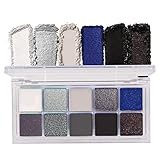 10 Colors Black Smokey Eyeshadow Pallet, Cool Toned Shimmer Glitter Eyeshadow, Natural Neutral...